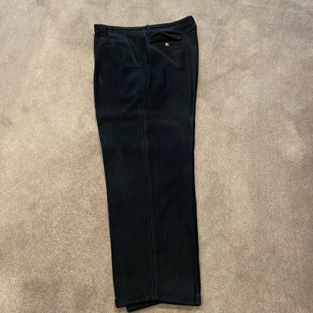 Adolfo black wide wale corduroy pleated withh cuffs